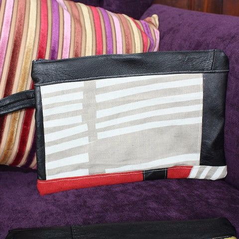 Veronica Anderson Leather & Fabric Clutch