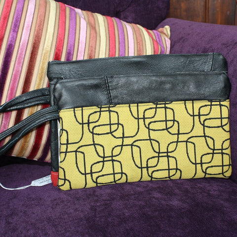 Veronica Anderson Leather & Fabric Clutch