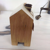 Little Wooden Cottage Candle Holder:  pastel & timber