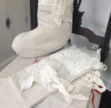 Linen & Lace Christmas Stocking: vintage styling