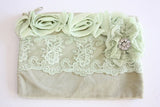 Dreamy Light Green Velvet Clutch: vintage haberdashery