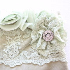 Dreamy Light Green Velvet Clutch: vintage haberdashery